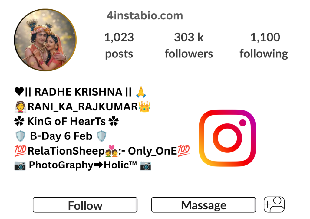 Radhe Krishna Bio For Instagram